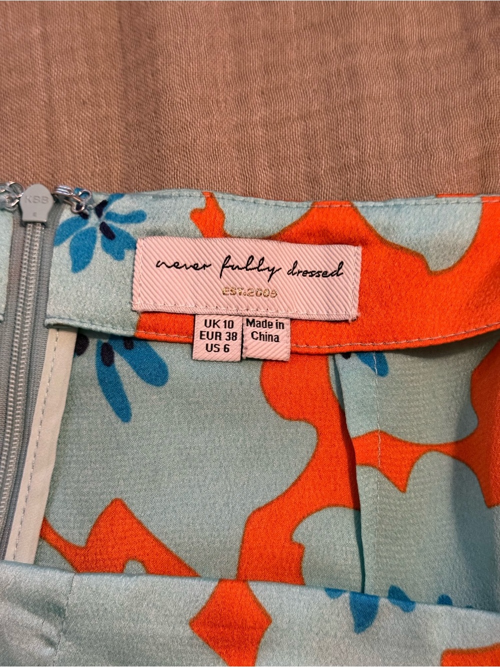 Never Fully Dressed Blue and Orange Floral Wrap Mini Skirt - Picture 3 of 3